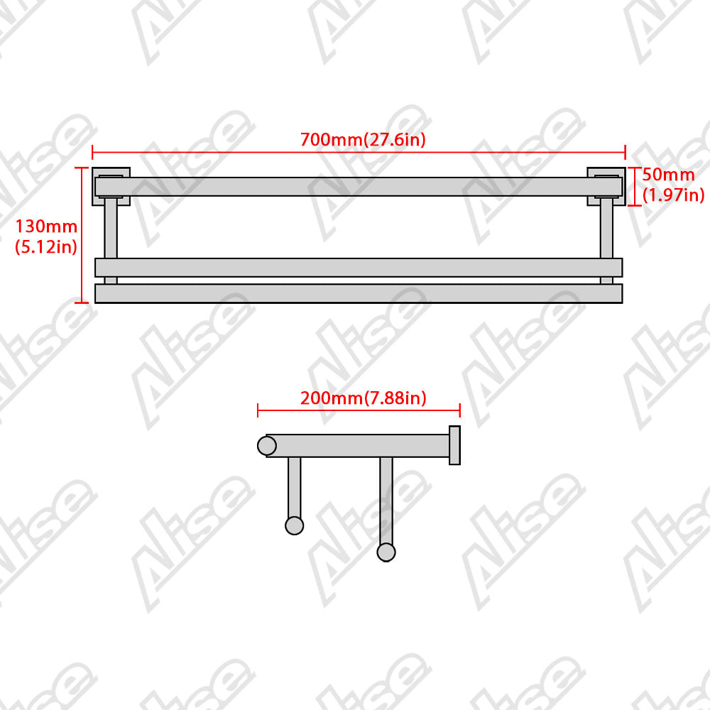 Alise Bathroom Lavatory Towel Rack Towel Shelf with Two Towel Bars Wal –  Alisen Home