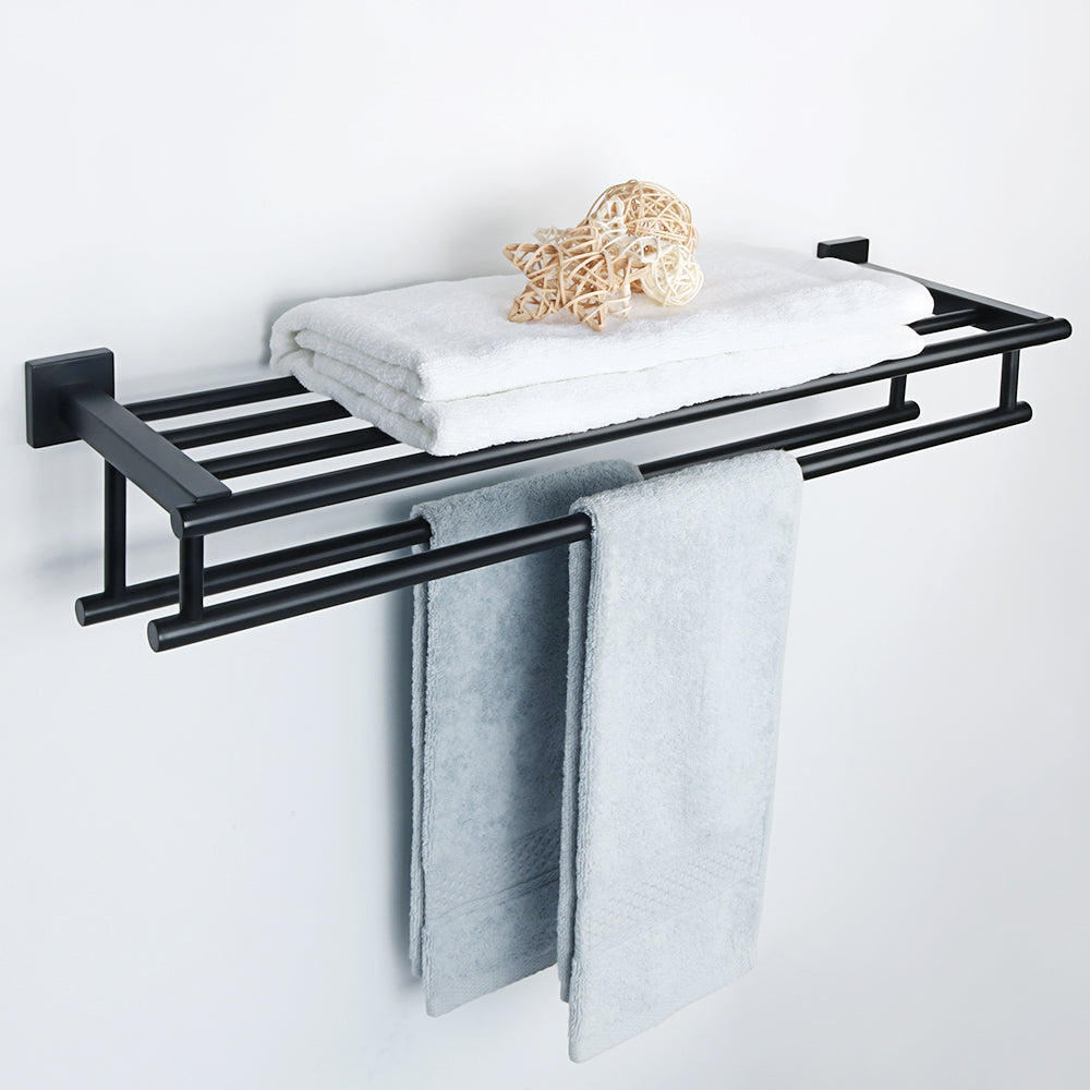 Matte Black Bathroom Accessories Set Stainless Steel Wall Mount Towel  Hanger Rack