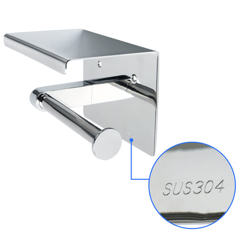 SUS 304 Stainless Steel Toilet Paper Holder with Phone Shelf Bathroom  Tissue Holder Toilet Paper Roll Holder